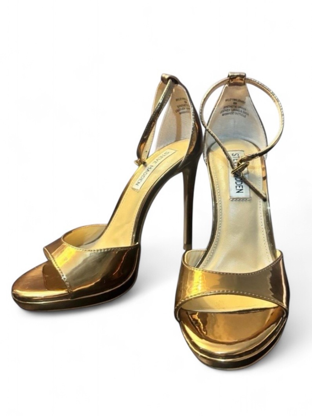 Steve Madden Metallic Gold Ankle-Strap Platform Sandals